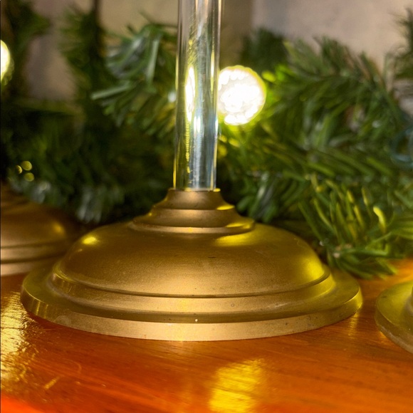 Vintage Lucite & Brass Candlesticks Set of 3 Hollywood Regency Palm Beach Glam - Picture 10 of 17